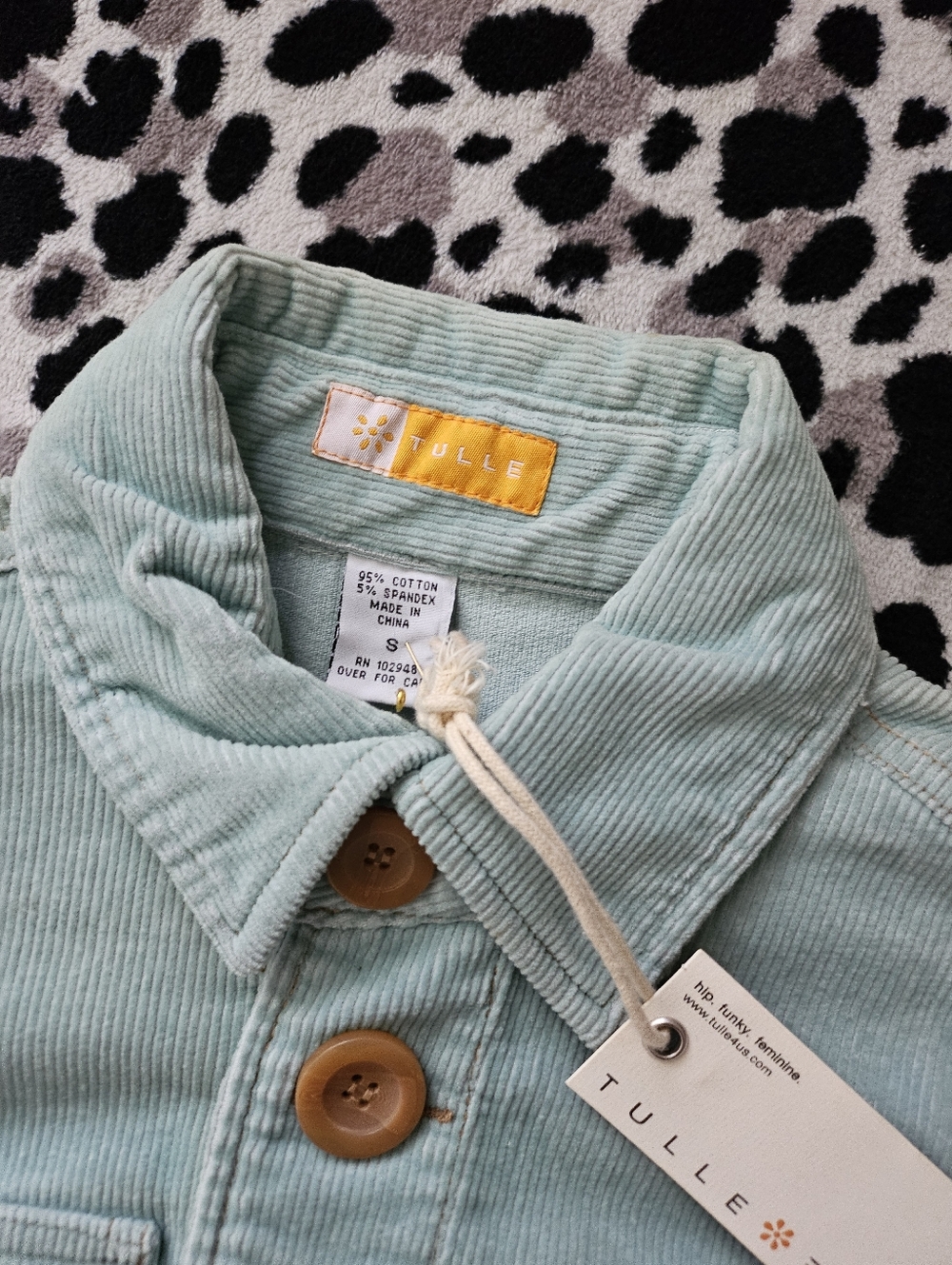 NWT Tulle & Anthropologie Womens Mint Green Corduroy Jacket Pintuck Cotton Small - Picture 6 of 10